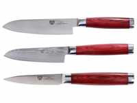 Gräwe Damast Messer-Set 3-tlg Red Pakkawood
