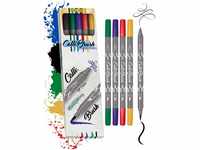 Online Pen Fineliner Calli.Brush, 5x Handlettering Stifte Set, bunte Brush Pens,