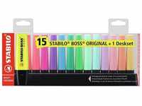 STABILO BOSS ORIGINAL 15er Pack Tischset 9 Leuchtfarben 6 Pastellfarben