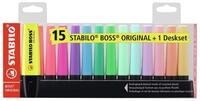 STABILO Marker STABILO BOSS Textmarker - 2+5 mm - 15er Tischset