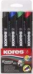 KORES Permanentmarker Permanentmarker XP1 3mm Rundspitze Set mit 4 Farben schwarz,