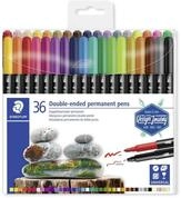 STAEDTLER Filzstift Doppelfasermaler Duo permanent Office Etui VE=36 Farben