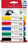 Faber-Castell Marker Textilmarker, 5 Basisfarben (Blisterkarte mit f&uuml;nf Farben)