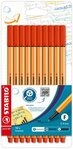 STABILO Fineliner STABILO point 88 Fineliner - 0,4 mm - 10er Set - rot