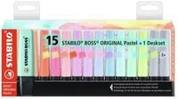 STABILO Marker STABILO BOSS Textmarker - 2+5 mm - pastell - 15er Tischset