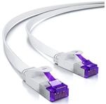 deleyCON deleyCON 3m RJ45 Patchkabel Flachkabel mit CAT7 Rohkabel U/FTP - Wei&szlig;