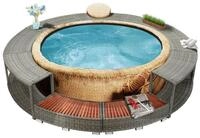 vidaXL Poolleiter NA Whirlpool-Umrandung Grau Polyrattan