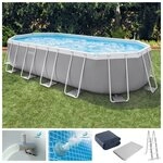 Intex Framepool Frame Swimming Pool Set "Prism Oval", pulverbeschichtete Stahlrahmen
