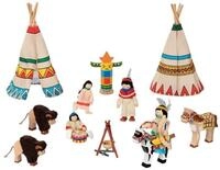 goki Biegepuppe Biegepuppen Native Americans (14-tlg), mit Tipis, Marterpfahl,