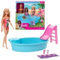 Barbie Anziehpuppe Pool mit Rutsche & Puppe Barbie Mattel Spiel-Set & Accessoires
