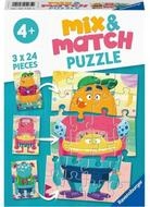Ravensburger Puzzle Puzzle Mix&Match: Lustiges Monster 3x24 Teile, Puzzleteile