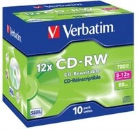 Verbatim CD-Rohling CD-RW Jewelcase 43148, Wiederbeschreibbar