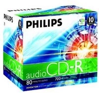 Philips CD-Rohling 10 Philips Rohlinge CD-R Audio 80 Minuten Musik Jewelcase