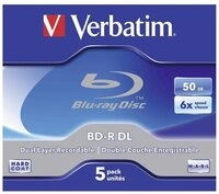 Verbatim Blu-ray-Rohling Blu-ray BD-R DL 50 GB 5er Jewelcase 6x 43748