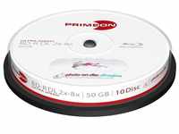 PRIMEON Blu-ray-Rohling BD-R DL, ULTRA SPEED, Cakebox, 10er Spindel, Blu-Ray