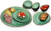S&Auml;NGER Servier-Set Palm Beach, Gr&uuml;n Schwarz, Steingut, (Set, 11-tlg., 1x
