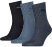 PUMA Sportsocken short crew (3-Paar) gepolsterte Frottee-Sohle, atmungsaktiv