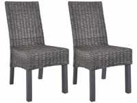 vidaXL Dining Chairs Kubu Rattan and Mango Wood - 2pcs, Brown