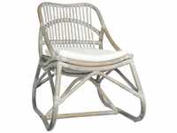 vidaXL Chair Rattan and Linen Grey