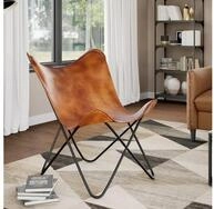 vidaXL Sessel Butterfly-Sessel Braun Echtleder