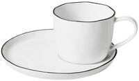 Broste Copenhagen Tasse SALT Tasse mit Untertasse L 0,15&nbsp;l, Porzellan, Salt...