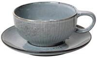 Broste Copenhagen Tasse NORDIC SEA Tasse mit Untertasse 0,25&nbsp;l, Steinzeug mit