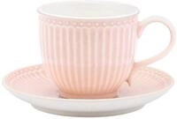 Greengate Tasse Alice Tasse mit Untertasse pale pink 8,5 cm, Steingut