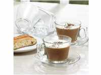 Pasabahce Kaffeeservice VELA (12-tlg), 6 Personen, Glas, mit Henkel, 195 ml, 6