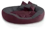 BedDog Tierbett Hundebett SABA 4in1 mit Rand grau|rot 70 cm x 85 cm