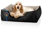 BedDog Tierbett Hundebett LUPI mit Rand, Bezug abnehmbar beige|schwarz 55 cm x 70 cm