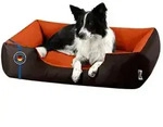 BedDog Tierbett Hundebett LUPI mit Rand, Bezug abnehmbar braun|orange 65 cm x...