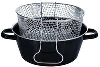 Riess Bratpfanne Classic Schwarzemaille, Pommes-Frites-Pfanne 24 cm mit Einsatz...