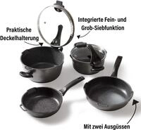STONELINE Topf-Set Future, Aluminiumguss (Set, 8-tlg., Kochtopf 20/24, Stieltopf 18