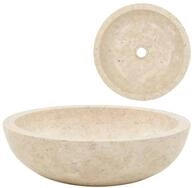 vidaXL Waschbecken NA Aufsatz-Waschbecken 40x12 cm Marmor Creme-farben rund