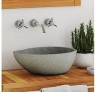 vidaXL Aufsatzwaschbecken vidaXL Waschbecken Flussstein Oval (37-46)x(29-36) cm