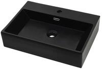 vidaXL Waschbecken, Waschtisch mit Hahnloch Keramik Schwarz 60,5 x 42,5 x 14,5...