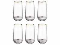Butlers Touch of Gold 6x Longdrinkglas mit Goldrand 480ml Transparent