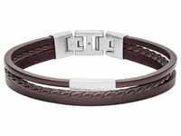 Fossil Armband JF03323040 Armband Herren Multi-Strand Edelstahl Leder