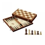 Philos Spiel, Schach-Backgammon-Dame-Set - Feld 40 mm - Randbeschriftung