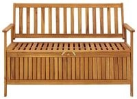 vidaXL Gartenbank, Outdoor Bank mit Stauraum 120 cm Massivholz Akazie