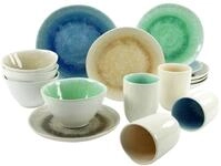 CreaTable Kombiservice Aquarius bunt (16-tlg), 4 Personen, Steinzeug
