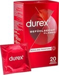 durex Kondome Gef&uuml;hlsecht Classic mit anatomischer Easy-On-Form &...