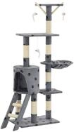 vidaXL Kratzbaum, Katzenbaum Sisal 138 cm Grau Pfoten-Aufdruck