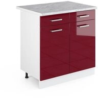 Vicco Unterschrank R-Line, Rot Hochglanz/Wei&szlig;, 80 cm, AP Marmor (1-St)