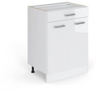 Vicco Unterschrank R-Line, Wei&szlig; Hochglanz/Wei&szlig;, 60 cm mit Schublade, ohne