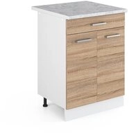 Vicco Unterschrank R-Line, Sonoma/Wei&szlig;, 60 cm mit Schublade, AP Marmor (1-St)