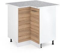 Vicco Eckunterschrank R-Line, Sonoma/Wei&szlig;, 75.6 cm, AP Marmor (1-St)