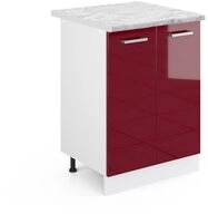 Vicco Unterschrank R-Line, Rot Hochglanz/Wei&szlig;, 60 cm, AP Marmor (1-St)