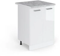 Vicco Unterschrank R-Line, Wei&szlig; Hochglanz/Wei&szlig;, 60 cm, AP Marmor (1-St)