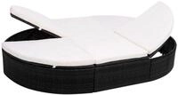 vidaXL Bett Outdoor-Loungebett mit Kissen Poly Rattan Schwarz